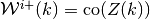 \mathcal{W}^{i+}(k) = \text{co} (Z(k))