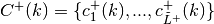 C^{+}(k) = \{c^{+}_1(k),...,c^{+}_{\tilde{L}^+}(k) \}