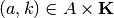 (a,k) \in A \times \mathbf{K}