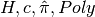 H, c, \hat{\pi}, Poly